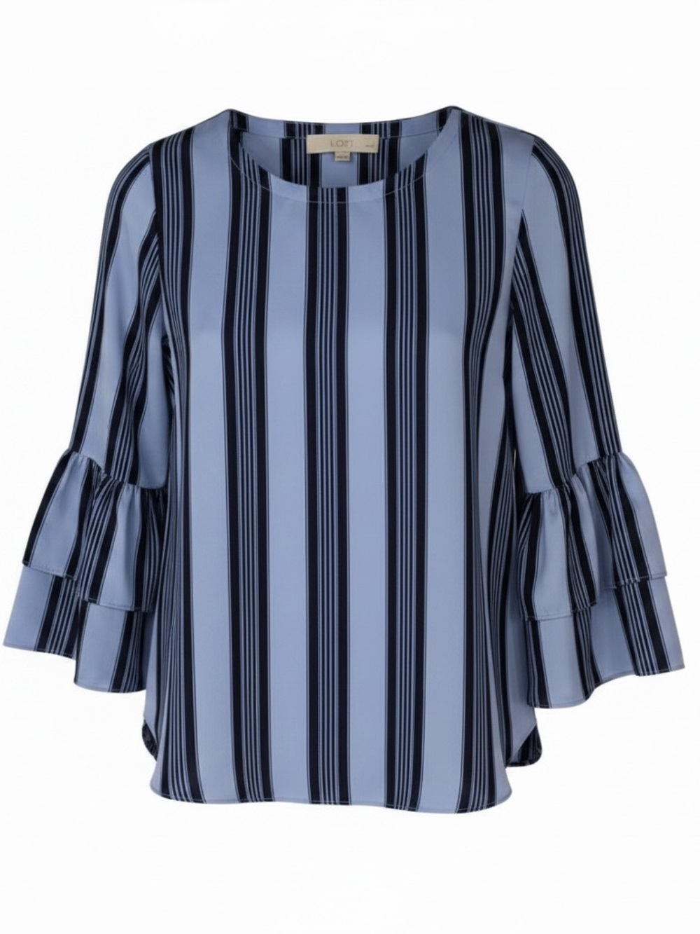 LOFT Blue Striped Blouse Top Small Petite
